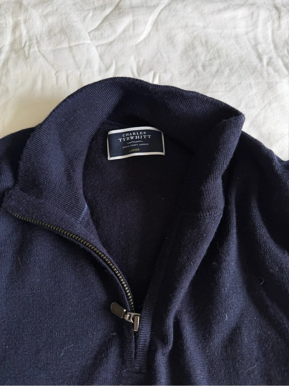 Charles Tyrwhitt Navy Zip-Neck Sweater - Men
